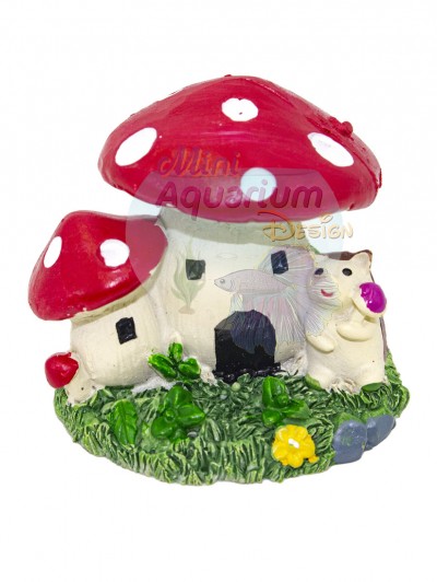Mushroom House With Pet - Red